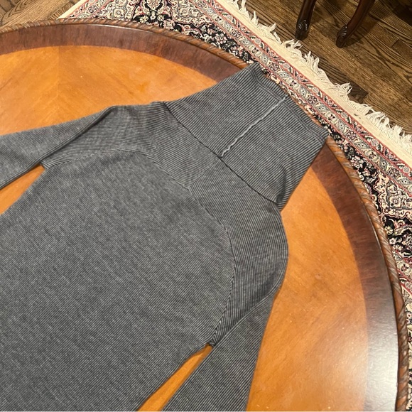 Toad & Co Merino Wool Uptown Sweater Dress Gray/Black Large Cowl Long-Sleeve - Picture 4 of 16